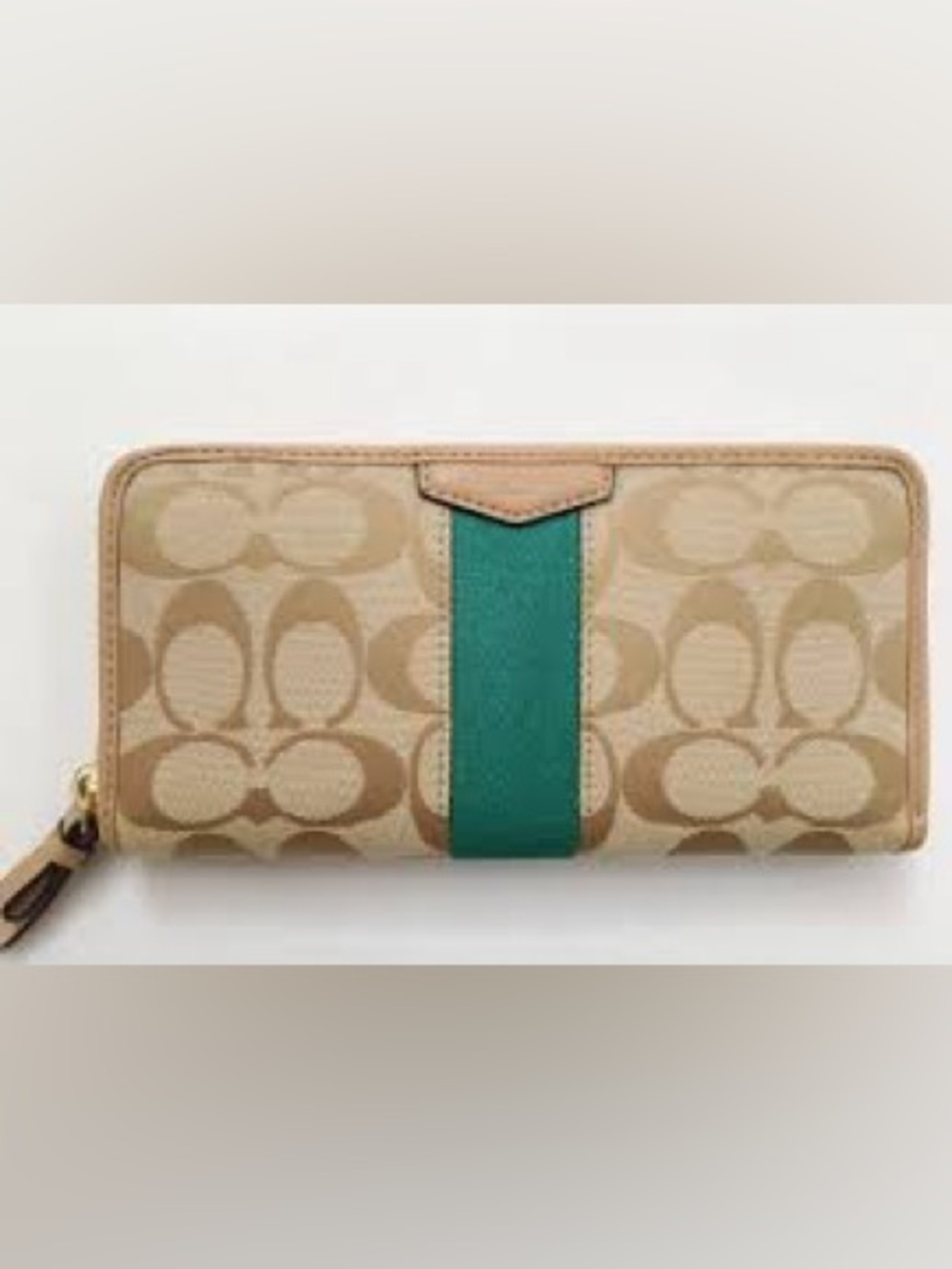 Vintage! COACH, the Canvas Signature green wallet!